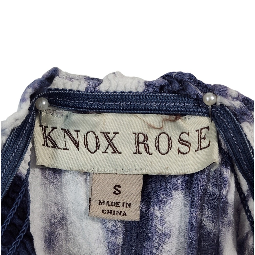 Knox Rose Peasant Top S Purple Tie Dye Boho Off Shoulder‎ Flowy 3/4 Sleeve Rayon - Picture 2 of 4